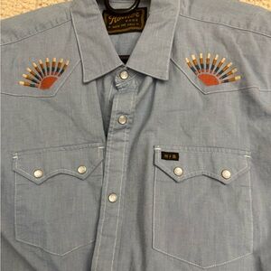Howler Brothers Light Blue Western Embroidered Snap Shirt